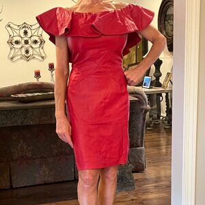 Vintage North Beach Red Leather Dress by Micheal Hogan (Size Small)